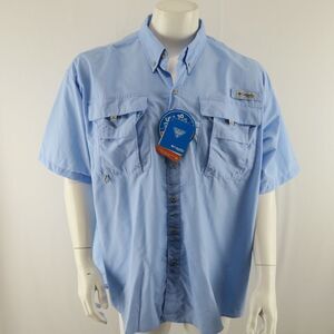 Columbia PFG‎ Vented Fishing Shirt Mens Size 1X Blue Short Sleeve